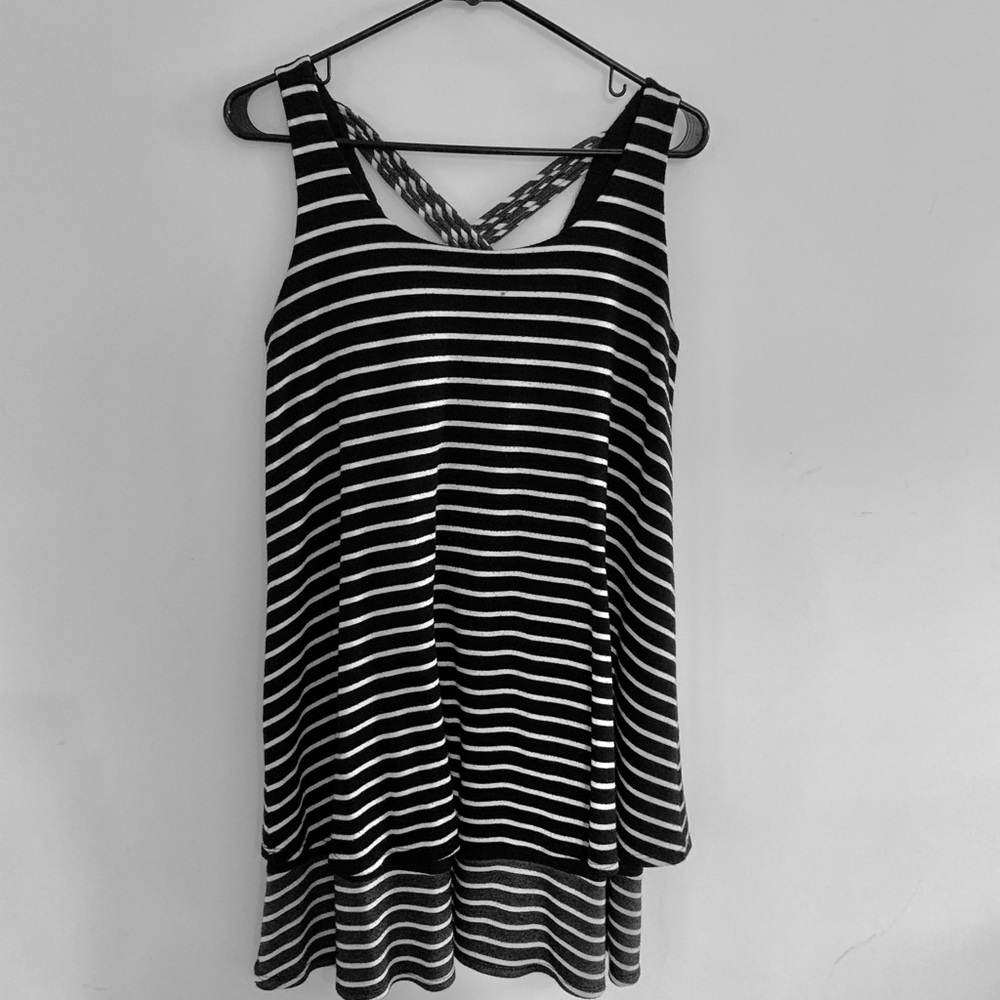 Anthropologie Tiered stripe dress with cross back